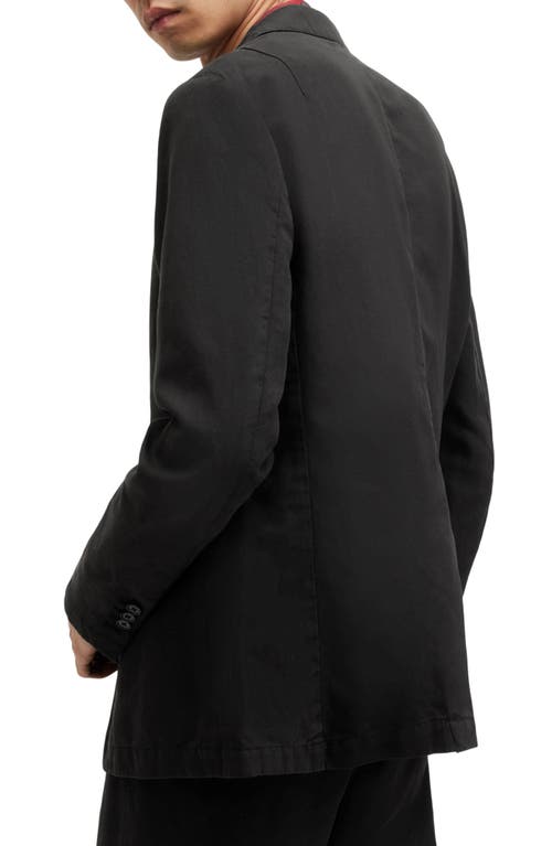 Allsaints Sainte Linen Blend Garment Washed Blazer In Licorice Black
