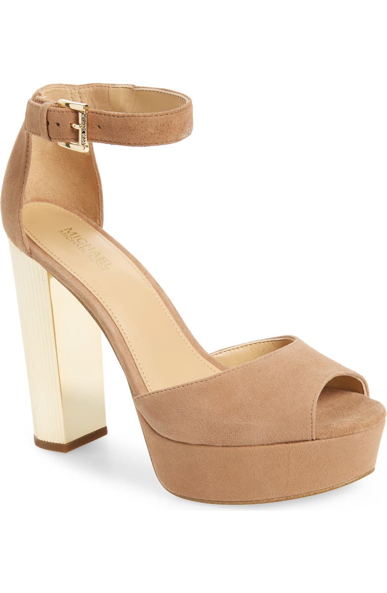 MICHAEL Michael Kors Paloma Metallic Heel Platform Sandal, Main, color,