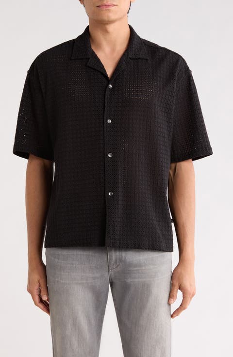 Boxy Eyelet Short Sleeve Shirt