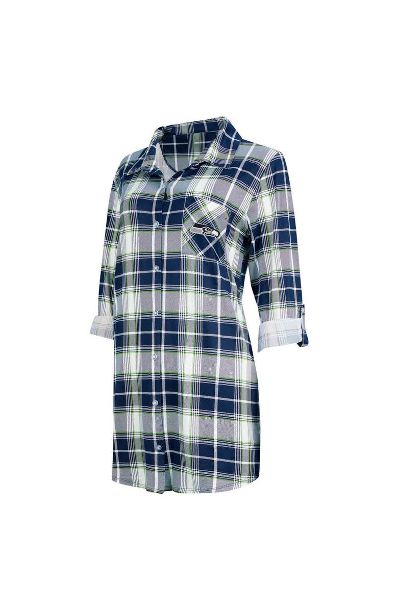 CONCEPTS SPORT Women's Concepts Sport College Navy Seattle Seahawks Ashford Plaid Knit Nightshirt, Alternate, color, College Navy