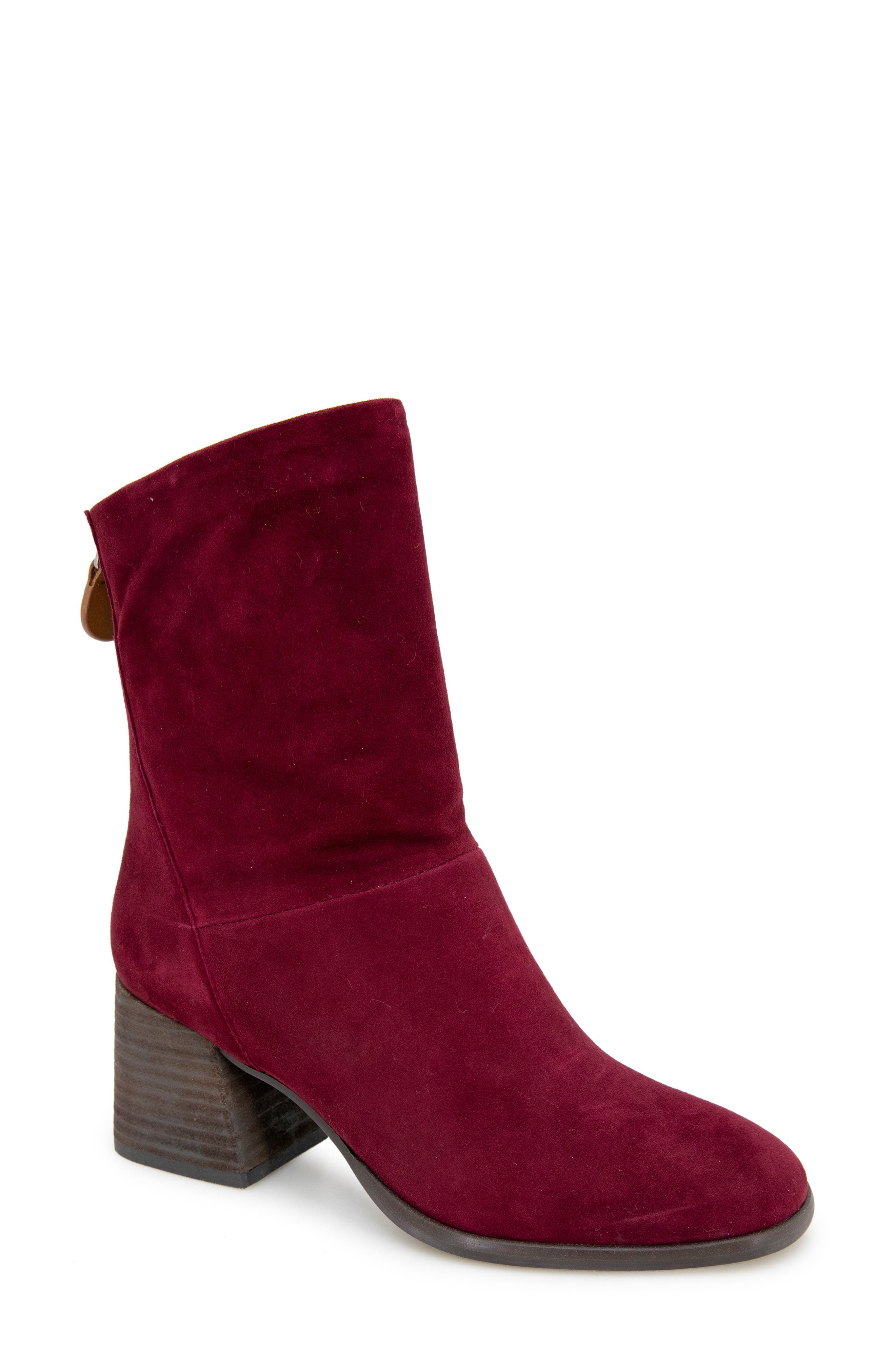 Saranac Leather Bootie, Main, color, WINE SUEDE