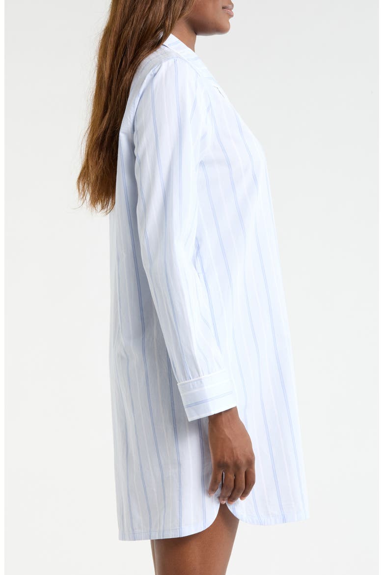 Classic Piped Cotton Nightshirt, Alternate, color, BLUE PARKER STRIPE