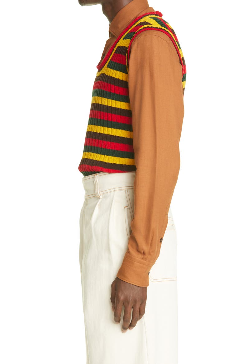 Brixton Stripe Knit Stretch Cotton Vest, Alternate, color, RED/ YELLOW/ GREEN/ BROWN