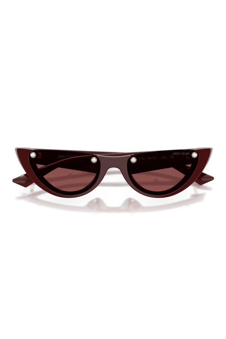 53mm Semi Rimless Oval Sunglasses, Alternate, color, CRANBERRY / DARK VIOLET