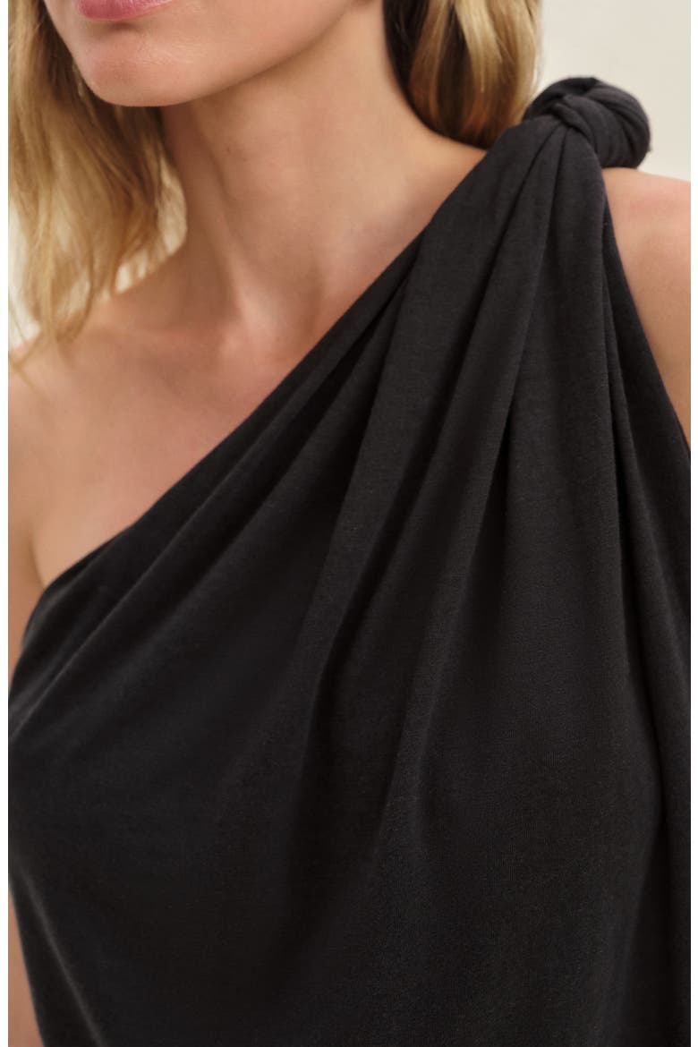 Harvey Knotted One-Shoulder Knit Top, Alternate, color, BLACK