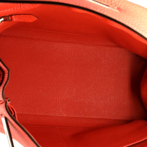Pre-owned Hermes  Hermes Kelly Handbag Red Clemence With Palladium Hardware 28 In Red