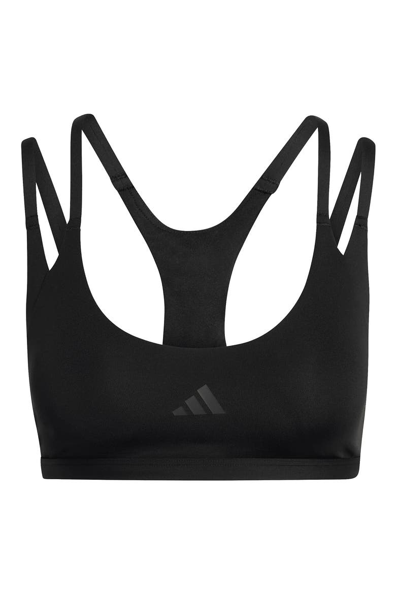 Double Strap Low Impact Sports Bra, Alternate, color, BLACK
