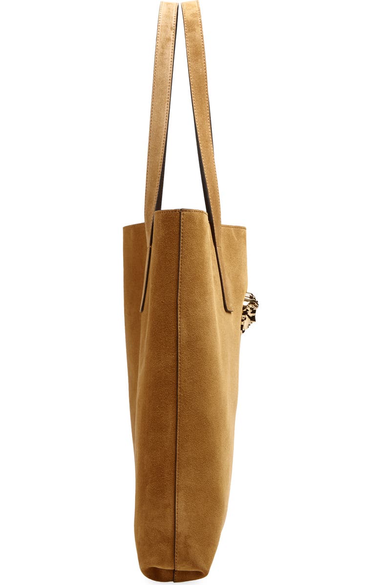 Versace Suede Tote, Alternate, color, Cognac-Versace Gold