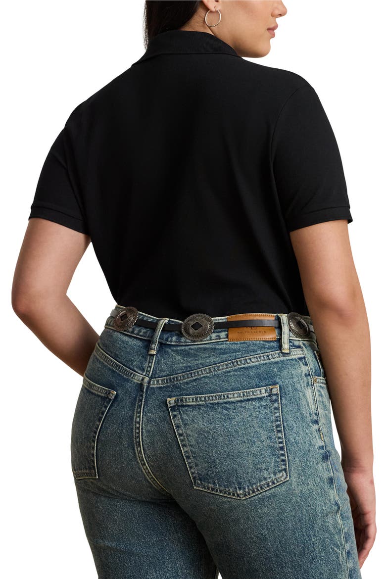 Athleisure Stretch Cotton Piqué Polo, Alternate, color, POLO BLACK