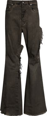 Rick Owens Bolan Distressed Bootcut Jeans