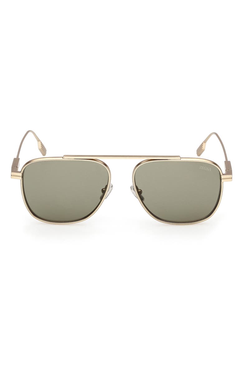 ZEGNA 57mm Geometric Sunglasses, Main, color, Matte Satin Gold Metal