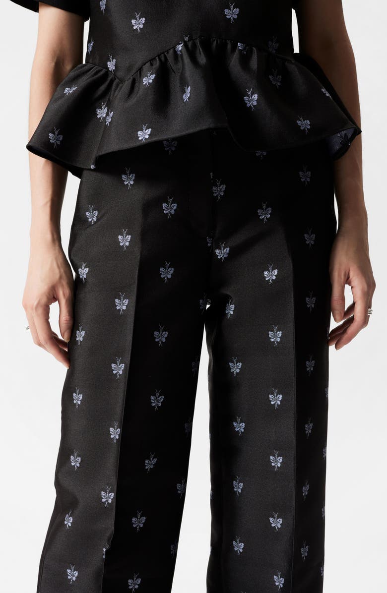 & Other Stories Metallic Jacquard Wide Leg Pants, Alternate, color, Black Dark