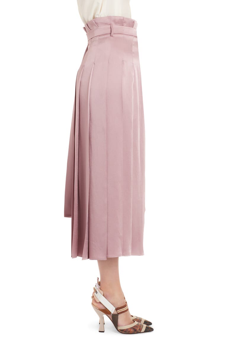 Pleated Satin Skirt, Alternate, color, ARUBA PINK