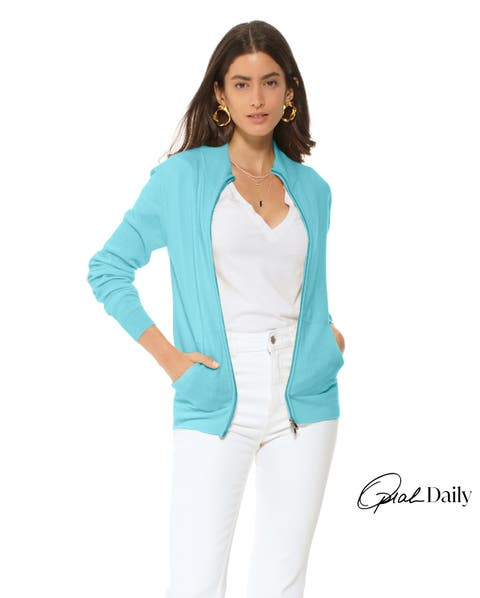 Pure Cashmere Double Slider Slider Zip Cardigan
