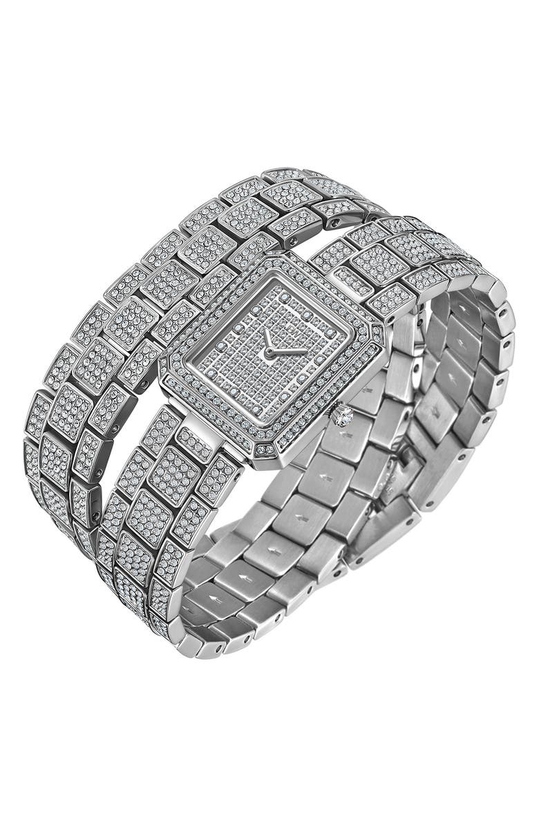 JBW Arc Diamond Wrap Bracelet Watch, 23mm, Alternate, color, Silver