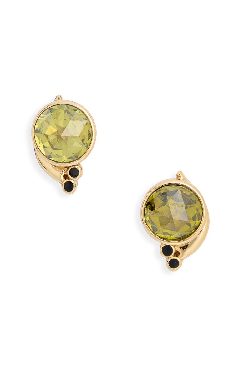 snail stud earrings, Alternate, color, GREEN / GOLD
