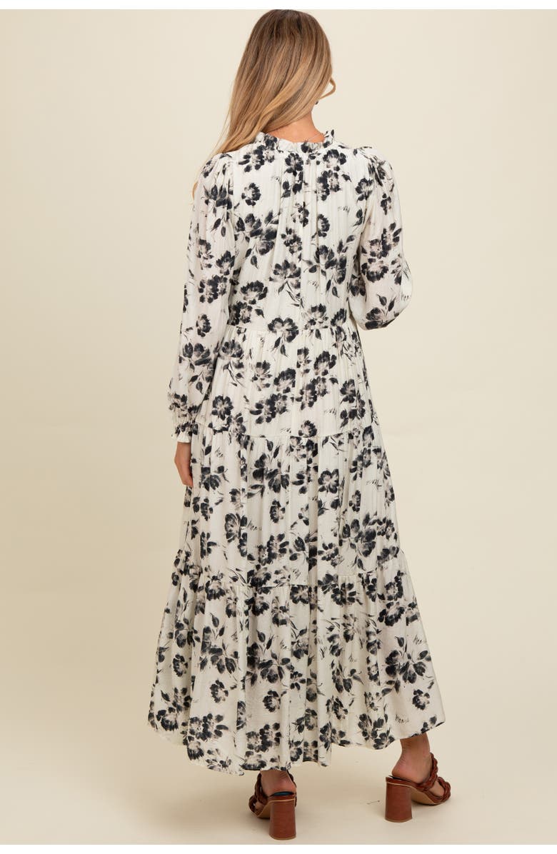 PinkBlush Floral Button Front Tiered Long Sleeve Maxi Dress, Alternate, color, 