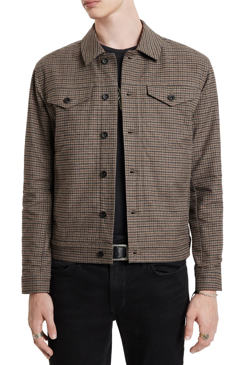 Evans Check Denim Trucker Jacket, Main, color, CORK