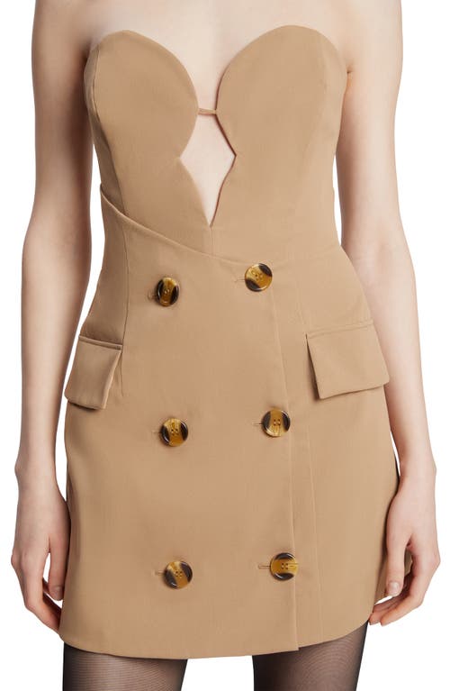 Bardot Lilith Button Front Mini Dress In Camel