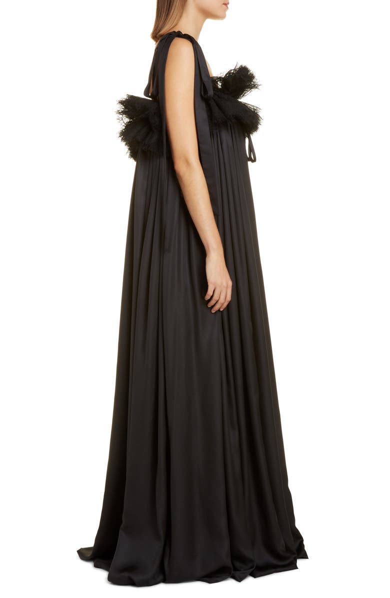 Balenciaga Ruffle Neck Satin Evening Gown, Alternate, color, 