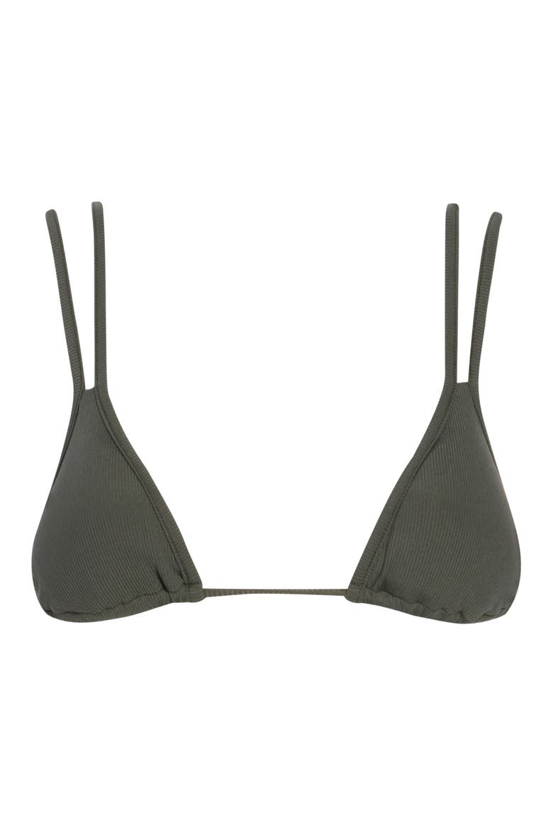 Itza Ribbed Triangle Bikini Top, Main, color, GREEN