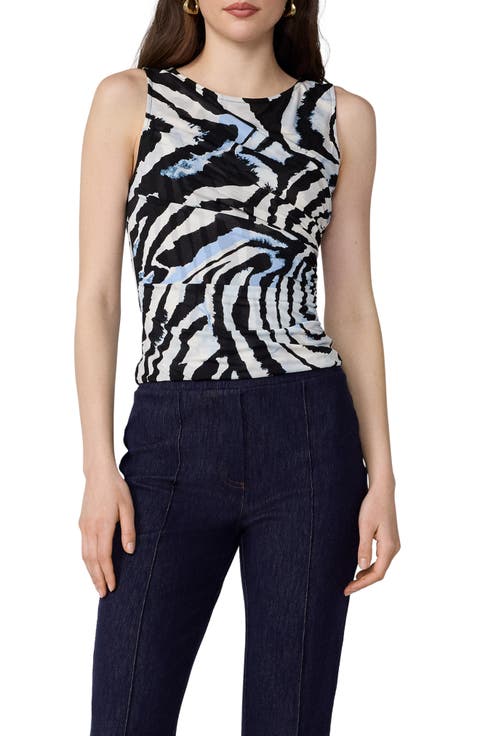 Athena Abstract Print Ruched Top