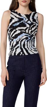 Diane von Furstenberg Athena Abstract Print Ruched Top