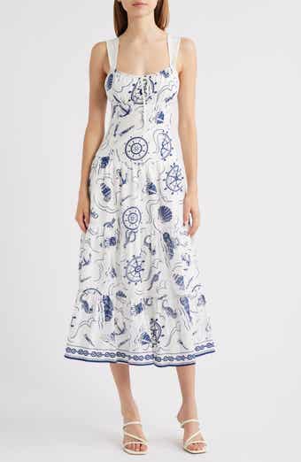 MOON RIVER Print Ruffle Hem Sleeveless Midi Dress