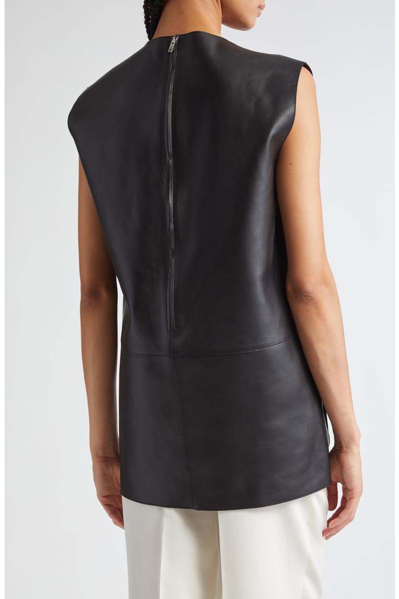 Paneled Longline Leather Shell, Alternate, color, BLACK