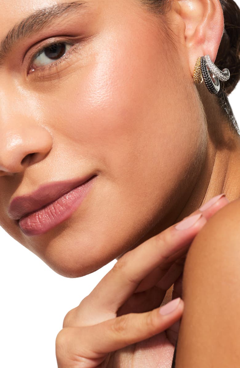 Kurt Geiger London Pavé Crystal Triple Huggie Hoop Earrings, Alternate, color,