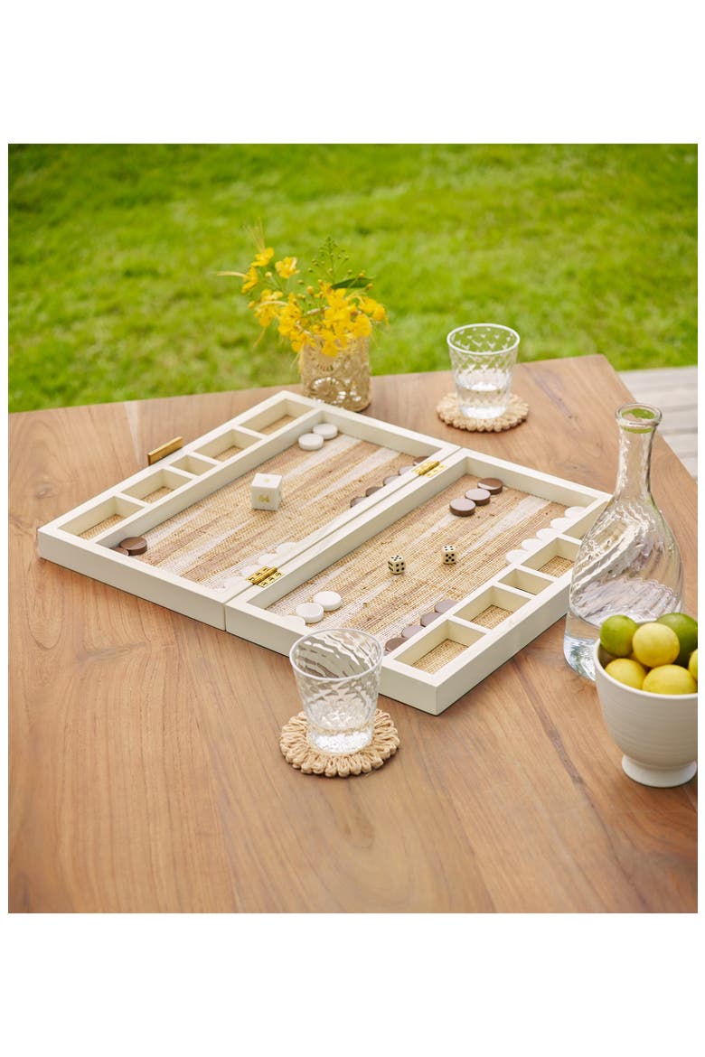 Lacquer Raffia Backgammon, Alternate, color, CREAM