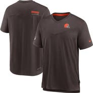 Nike Men's Nike Brown Cleveland Browns Sideline Coach Chevron Lock Up Logo V-Neck Performance T-Shirt