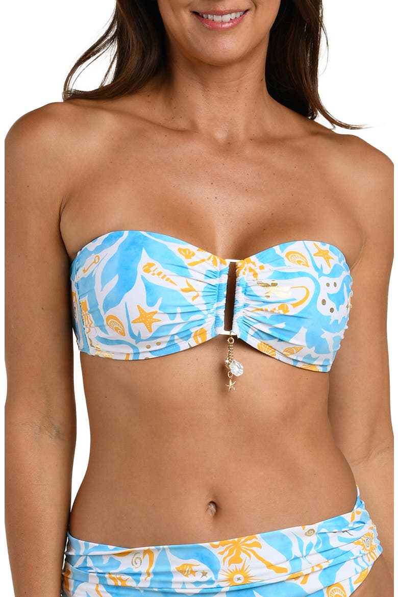 Trinket Bandeau Bikini Top, Alternate, color, SKY