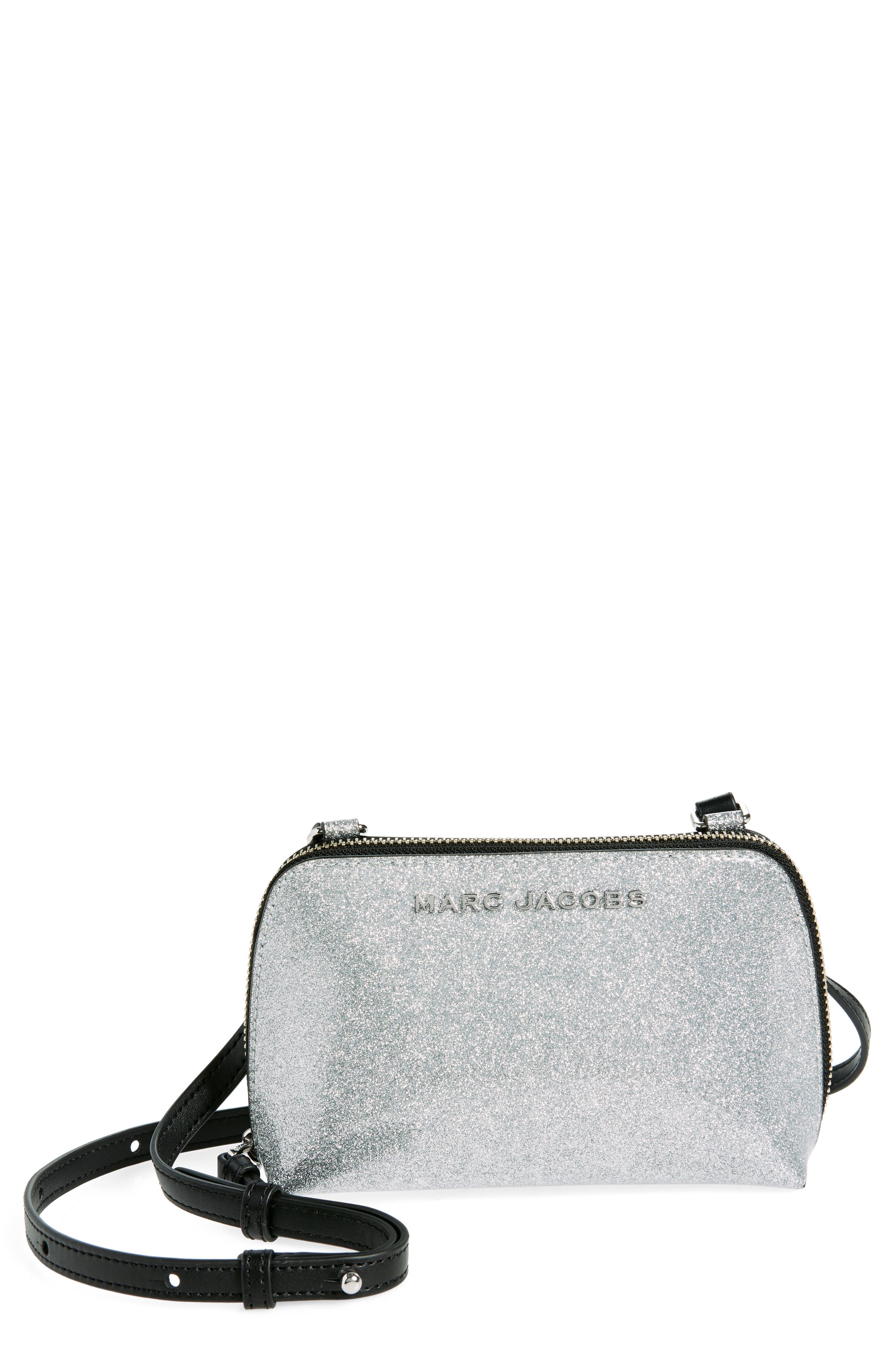 Glitter Crossbody Bag, Main, color, SILVER