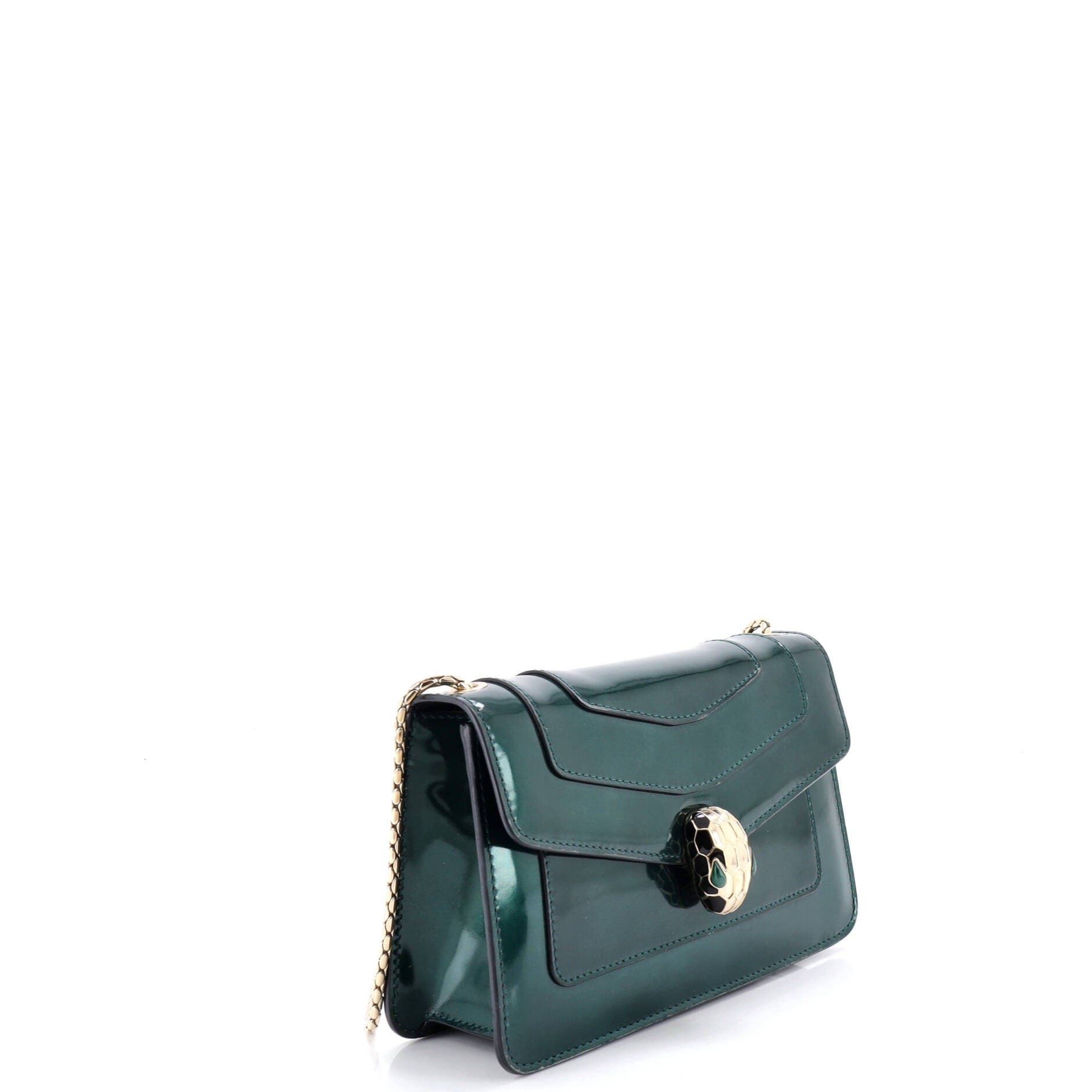Serpenti Forever Shoulder Bag Metallic Leather Small, Alternate, color, Green