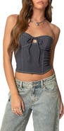 EDIKTED June Tie Front Strapless Corset Top