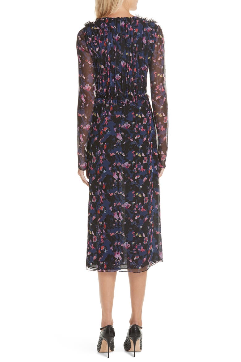 Collection Print Silk Chiffon Midi Dress, Alternate, color, BLACK MULTI