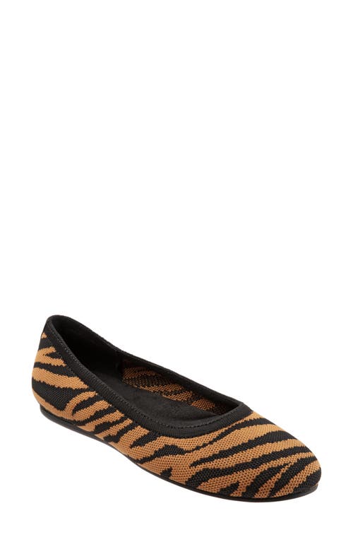 SoftWalk® Sonora Flat in Black/tiger Faux Leather at Nordstrom, Size 7