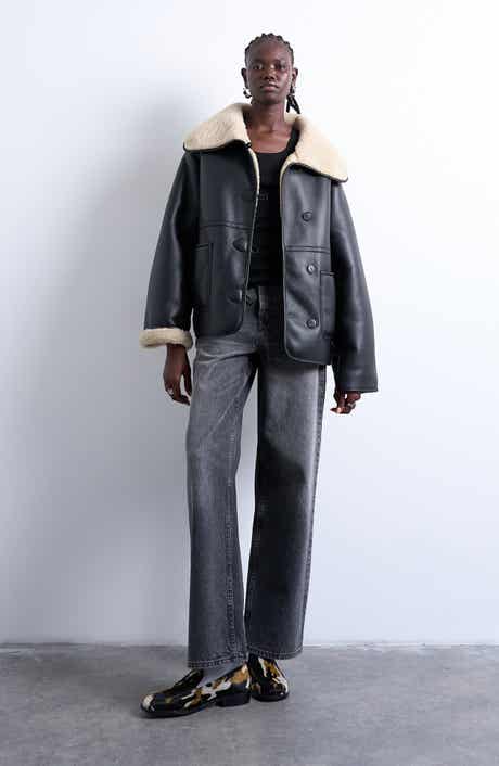 Topshop Oversize Reversible Faux Shearling Jacket
