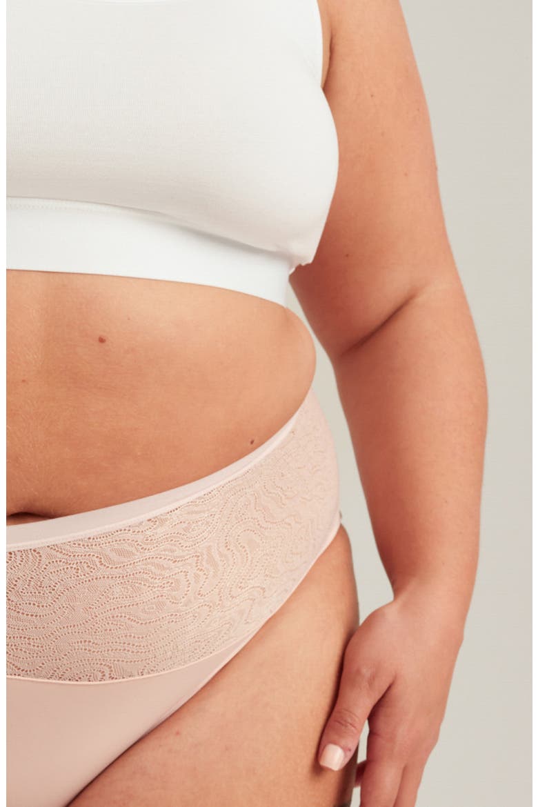 Period & Leakproof Heavy Absorbency Lace High Waist Briefs, Alternate, color, QUARTZ BLUSH