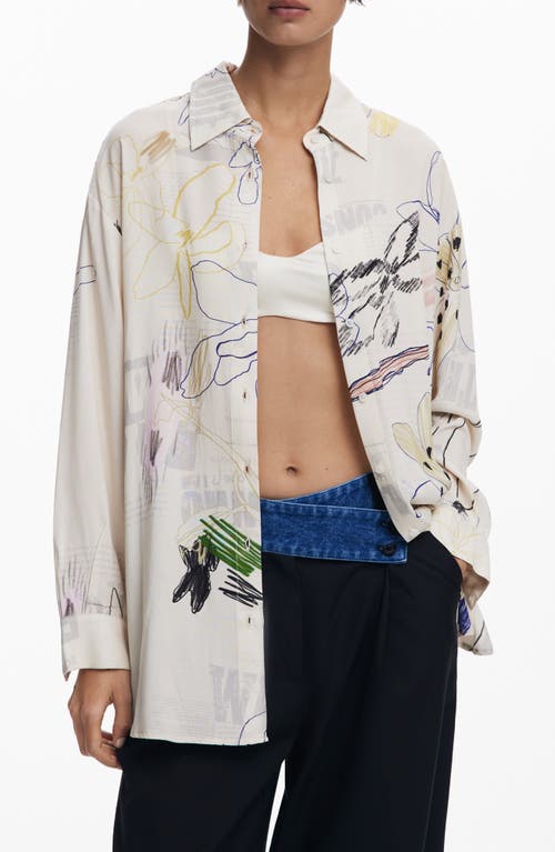 Desigual Long Sleeve Button-up Shirt In Multi