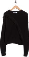 DKNY Fringe Crossbody Crewneck Sweater