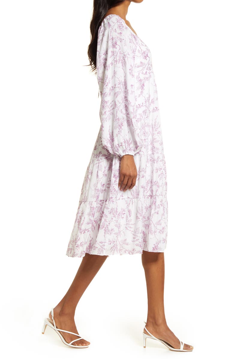 Chelsea28 Tiered Long Sleeve Midi Dress, Alternate, color, 