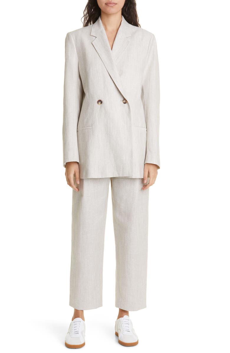 TOTEME Oversize Double Breasted Wool & Linen Blazer, Alternate, color, 