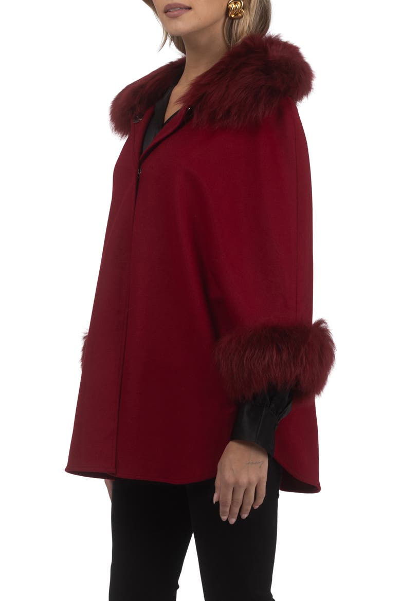 Select Wool Cape with Select Collar and Cuffs, Alternate, color, WINE