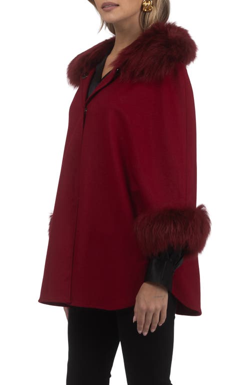 Gorski Select Wool Cape With Select Lamb Collar And Cuffs In Burgundy