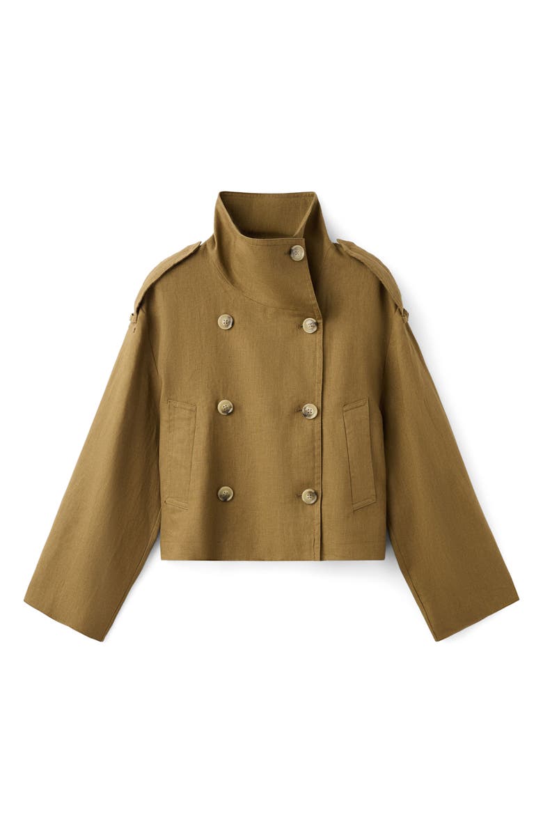 MANGO Funnel Neck Linen Jacket, Alternate, color, 