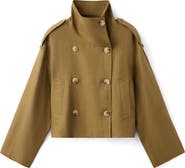 MANGO Funnel Neck Linen Jacket