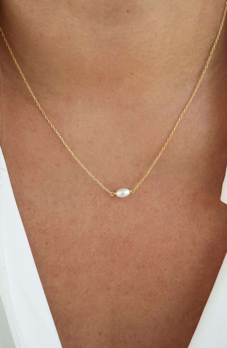 Argento Vivo Sterling Silver Faux Rice Pearl Pendant 18K Gold Plate Sterling Silver Necklace, Alternate, color, Gold