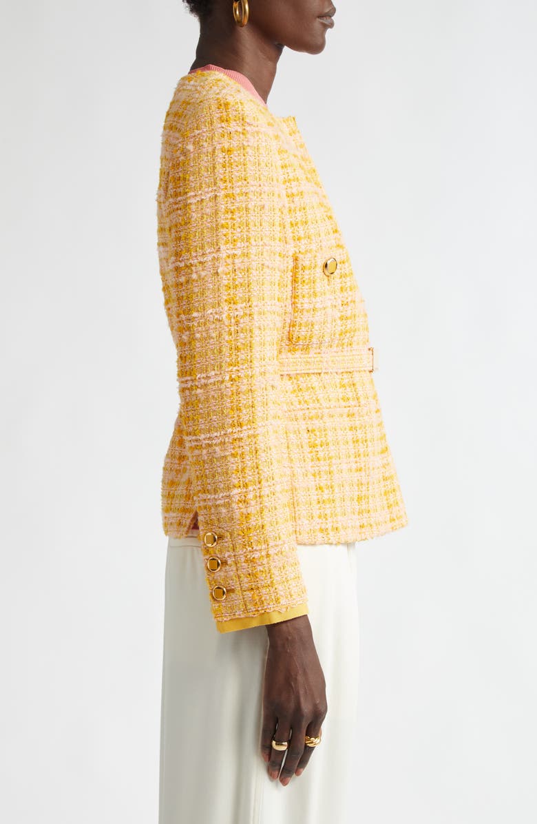 ST. JOHN Italian Slubbed Tweed Knit Belted Jacket, Alternate, color, Sonora/ Dune Multi